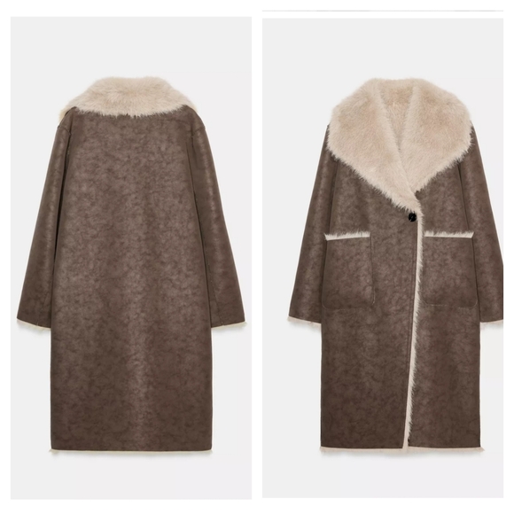 Zara Reversible Faux Fur Double Faced Coat - Picture 12 of 14